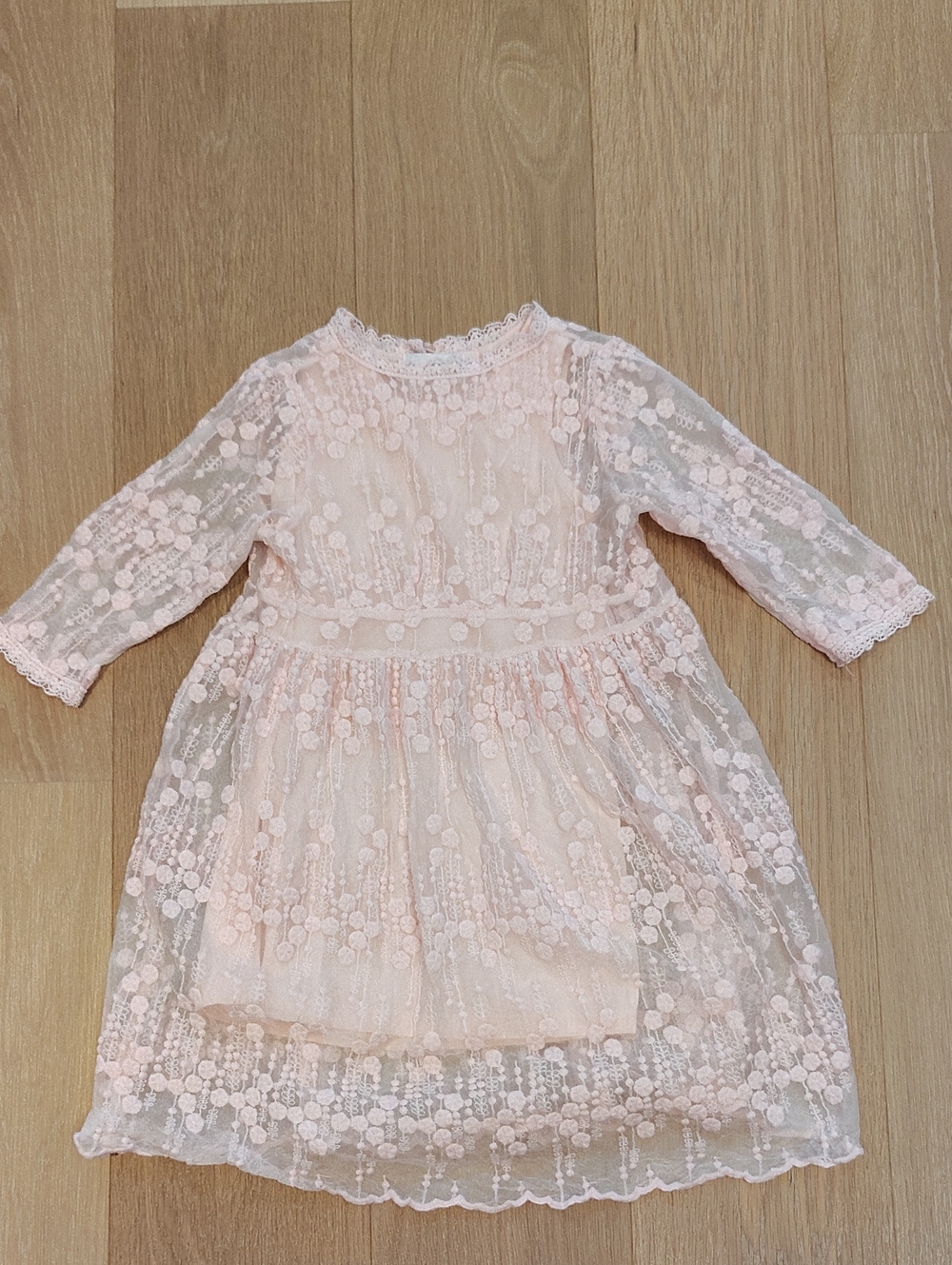 Toddler/Petite Soft Pink Floral Lace Party Dress